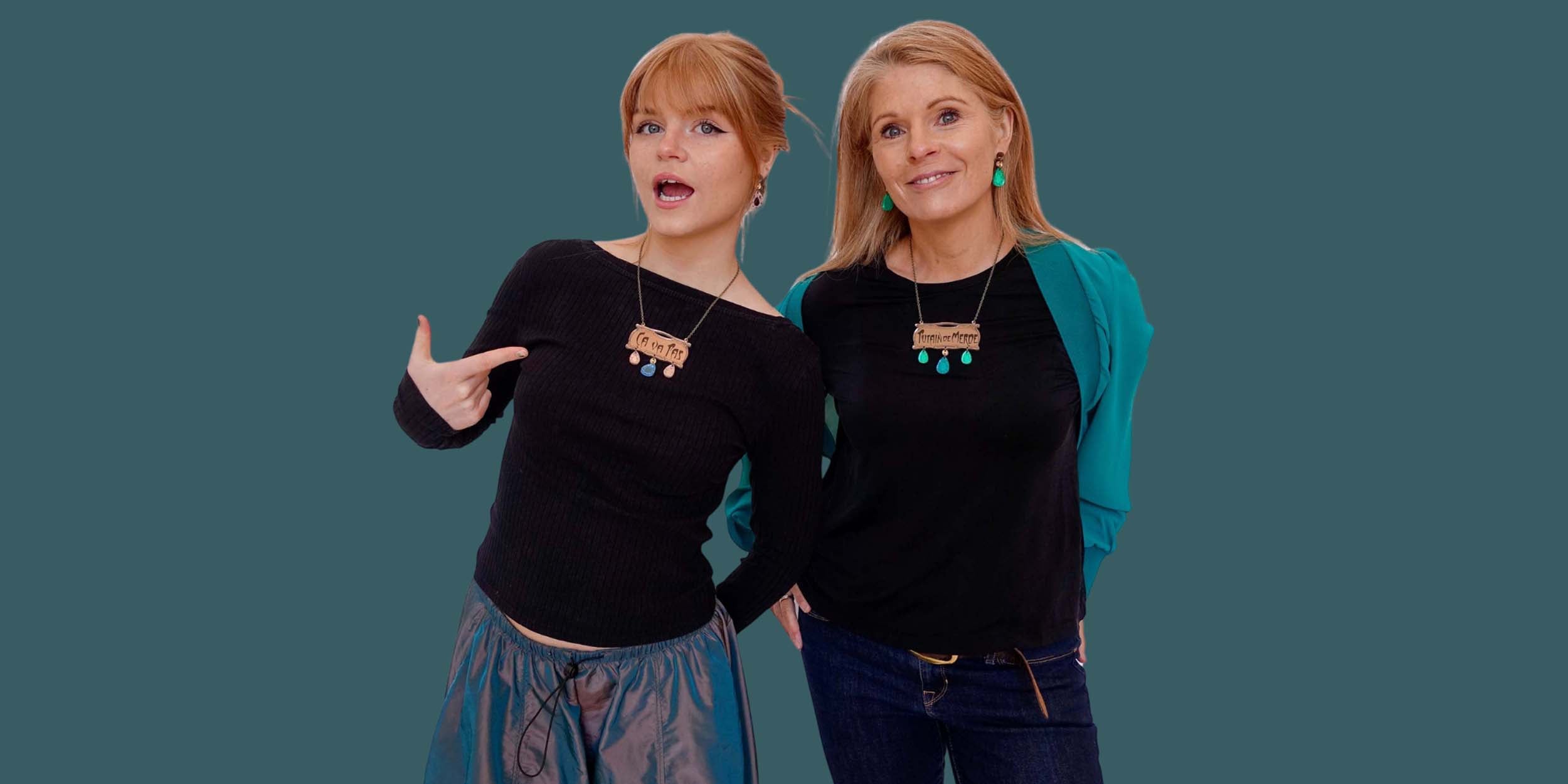 Sarah and Eliza Day modelling the Austerity Jewel Collection for Wear and Resist.