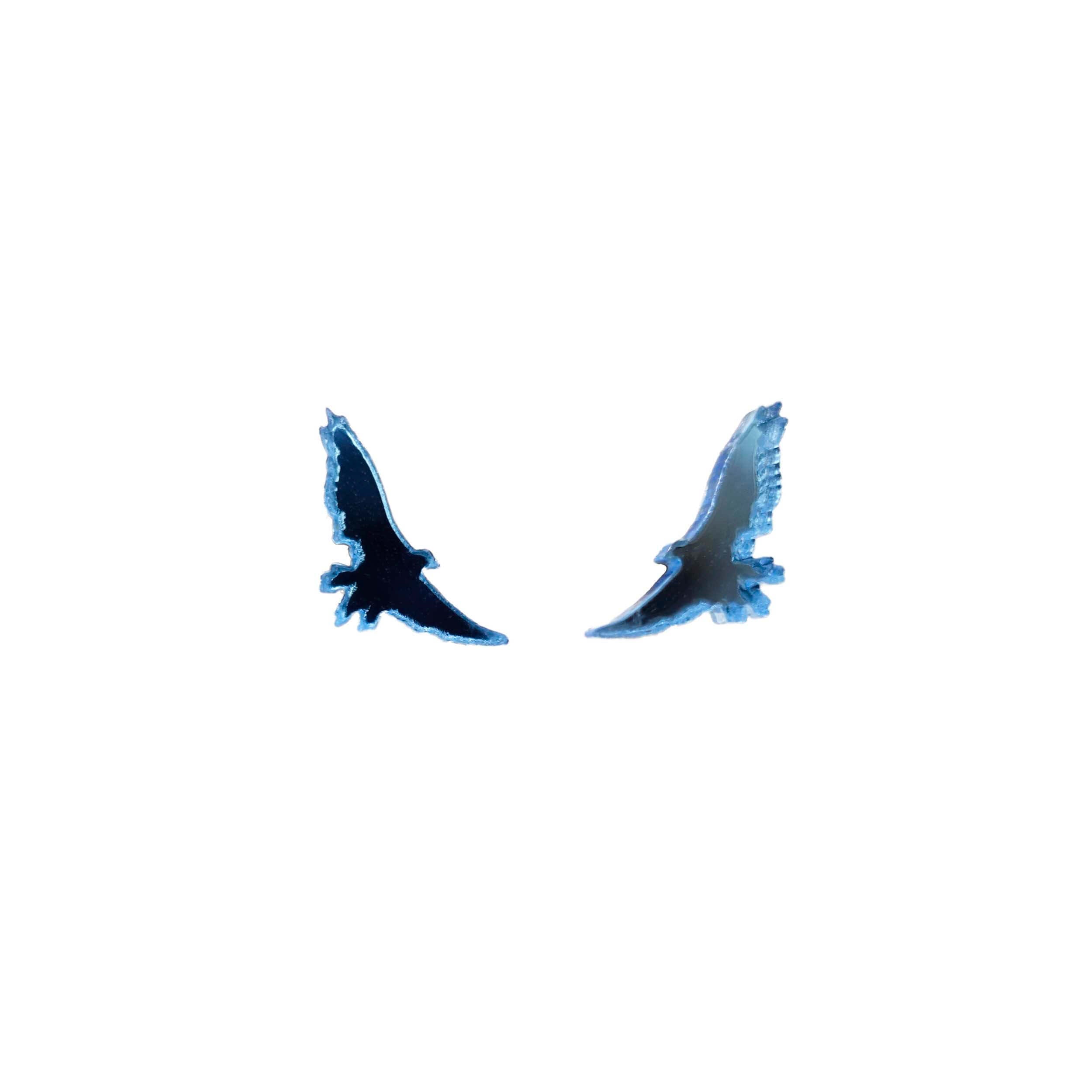 Sky blue soaring bird stud earrings that complement the jewellery in the the Brontë Collection, designed by Sarah Day in collaboration with the Brontë Parsonage Museum.