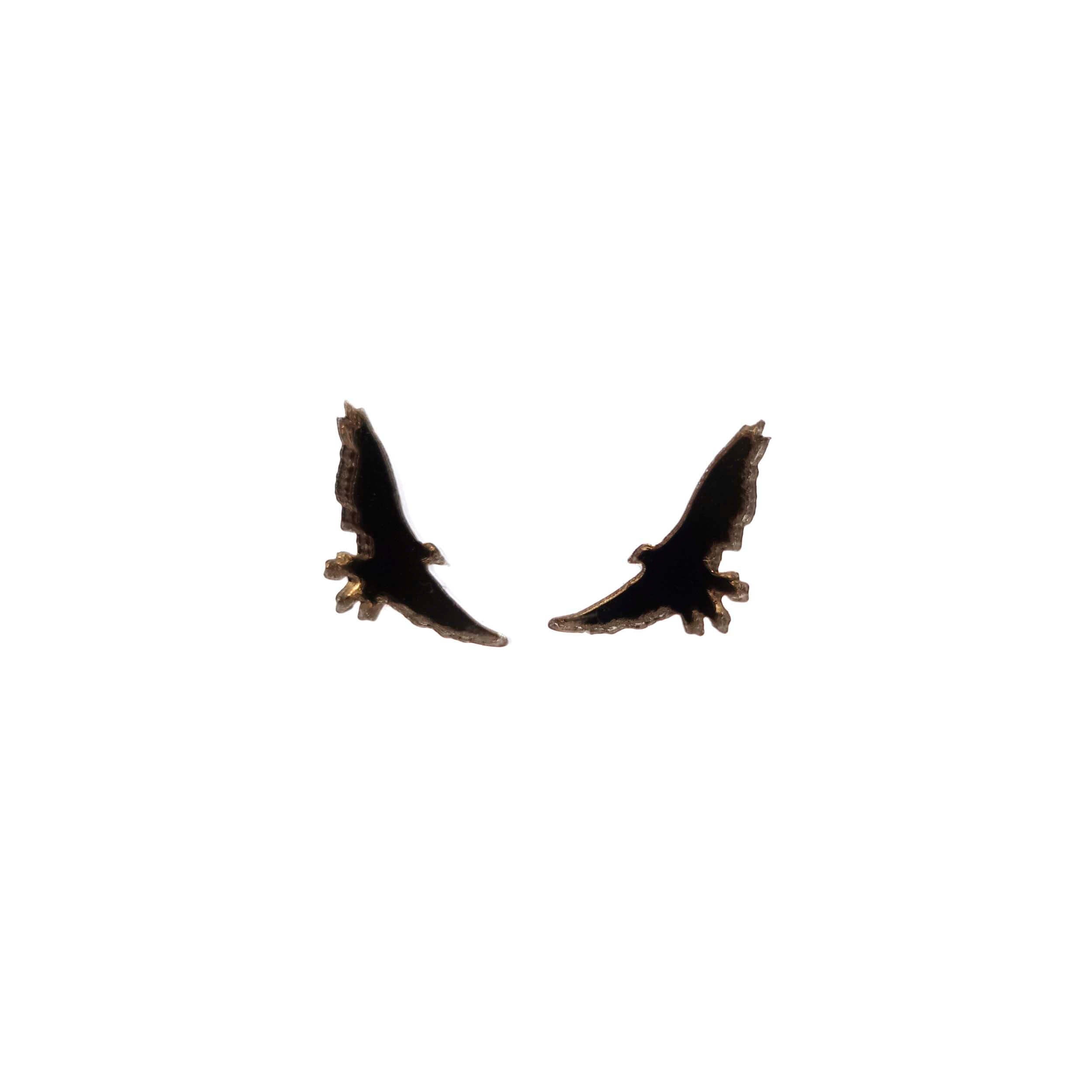 Bronze bird stud earrings from the Brontë Collection, designed by Sarah Day in collaboration with the Brontë Parsonage Museum.