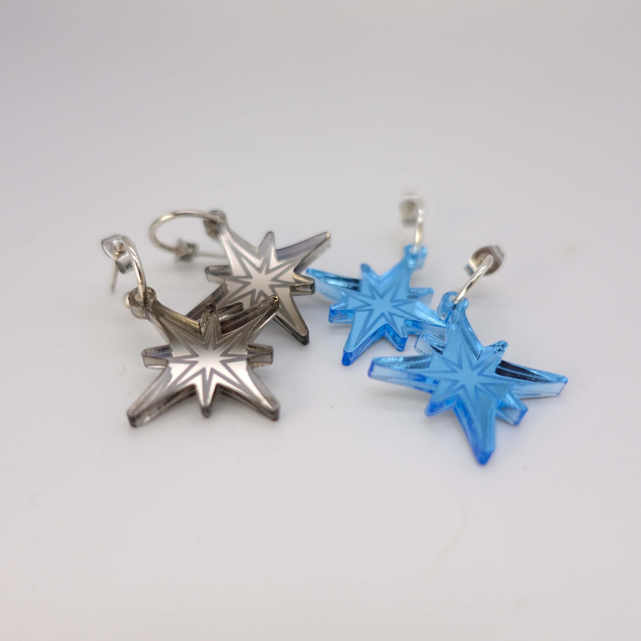 Bronze and sky etched vintage star earrings from the Bronte Collection.