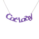 Cat Lady necklace in parma violet, shown hanging against a white background.
