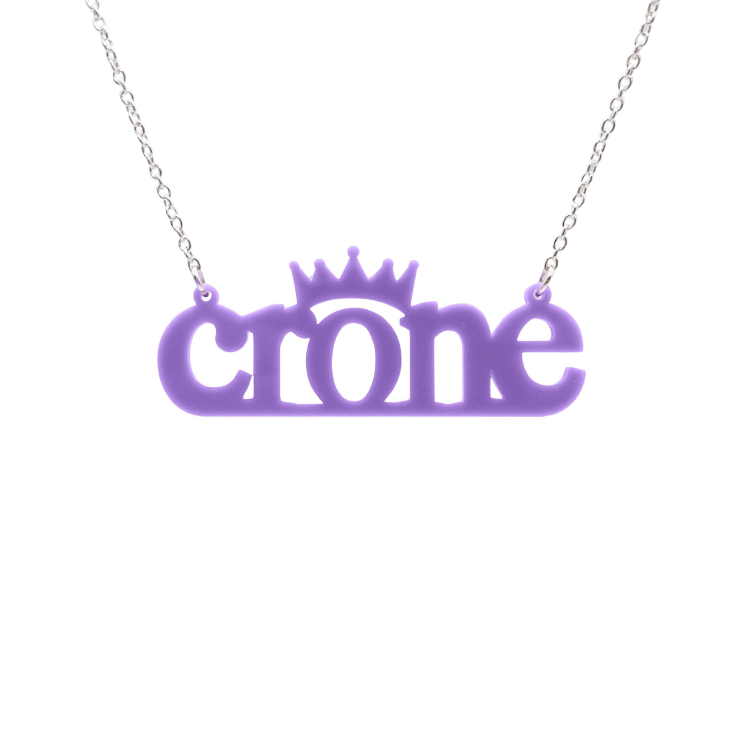 Crone necklace in parma violet, shown hanging against a white background.