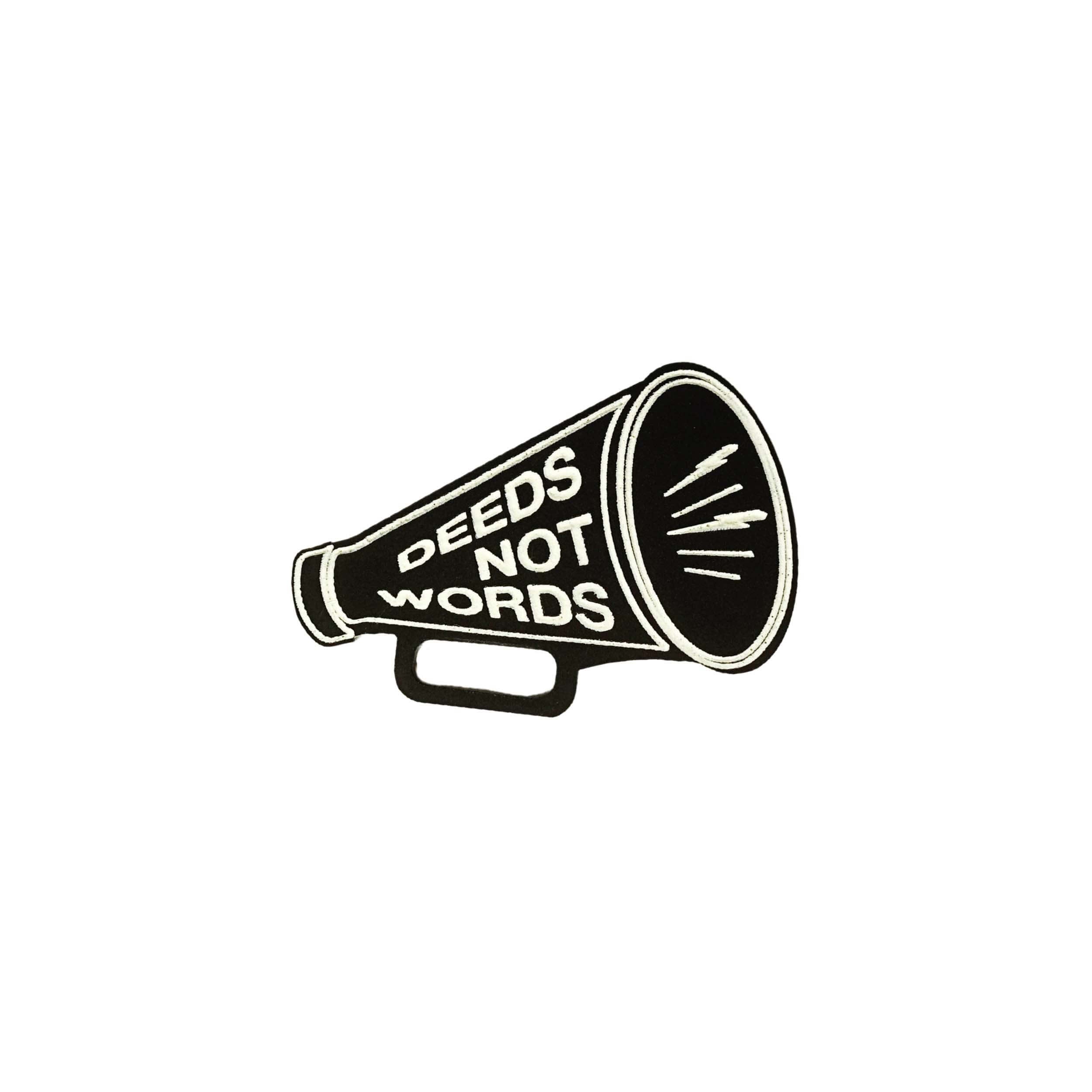 DEEDS NOT WORDS Megaphone brooch. Suffragette jewellery for the modern age. 