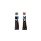 Long Deco drop earrings in bronze, sky and silver mirror, shown hanging against a white background.