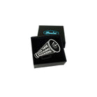 F*ck these F*cking F*ckers Megaphone brooch, shown in a small Wear and Resist gift box.