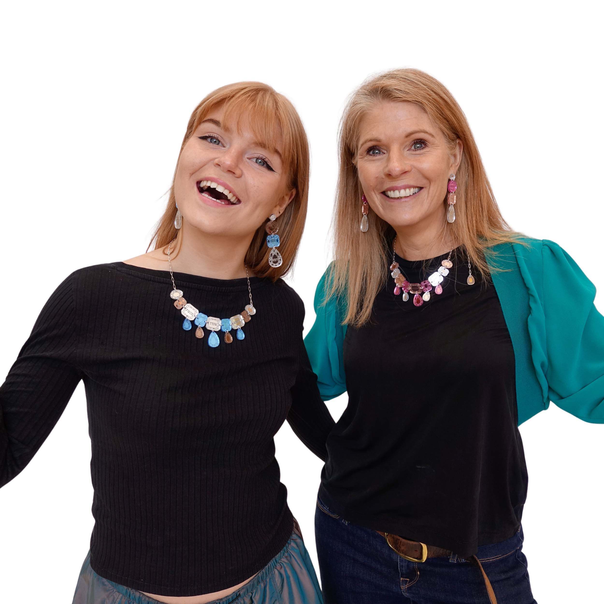 Eliza and Sarah modelling the new Austerity Jewels Sweary Collection at Wear and Resist.