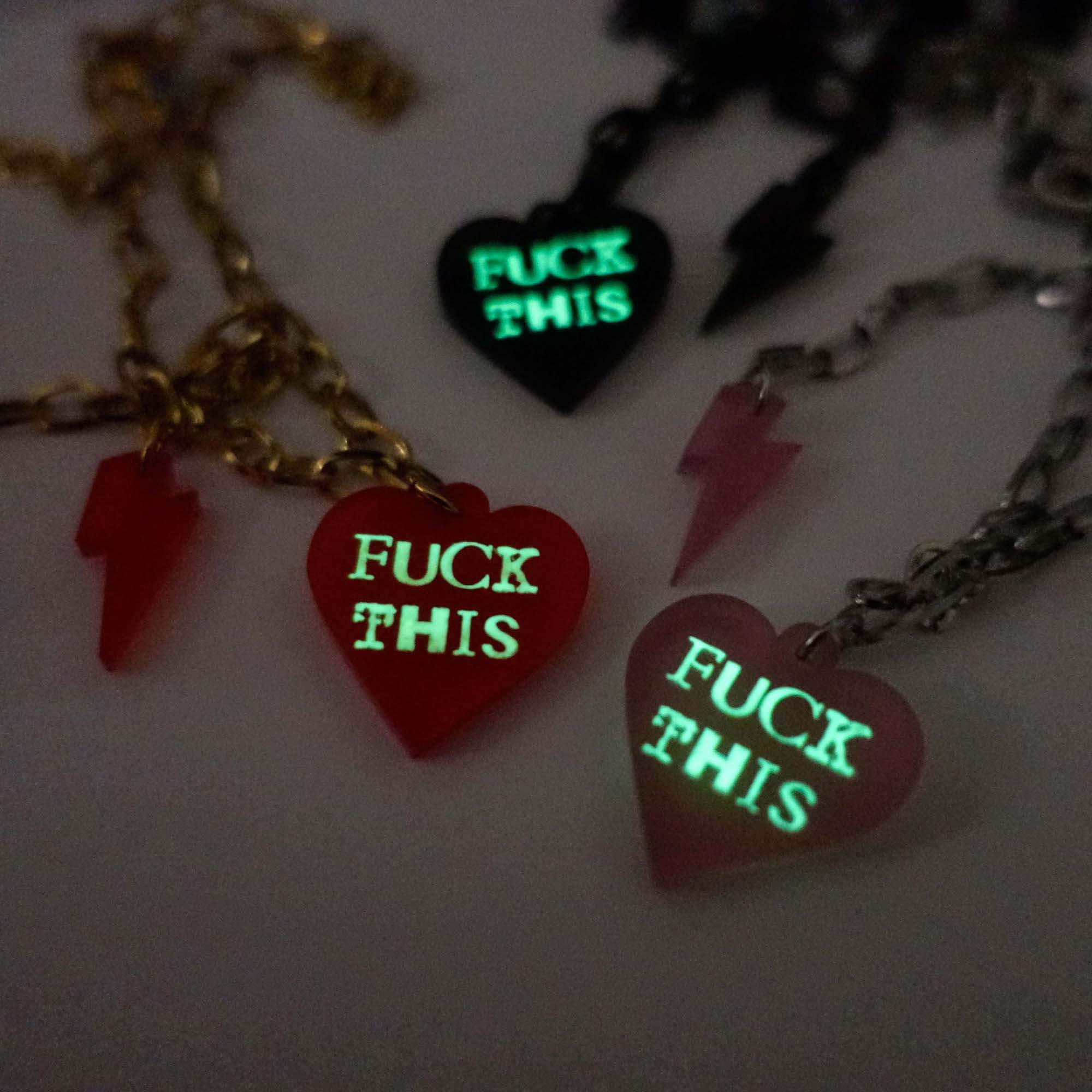 F*ck This punk necklaces glowing in the dark. £2 goes to Bloody Good Period charity.