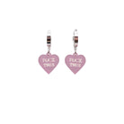 Pale pink frost F*ck This huggie hoop earrings etched with glow-in-the-dark pigment. Sweary hearts!