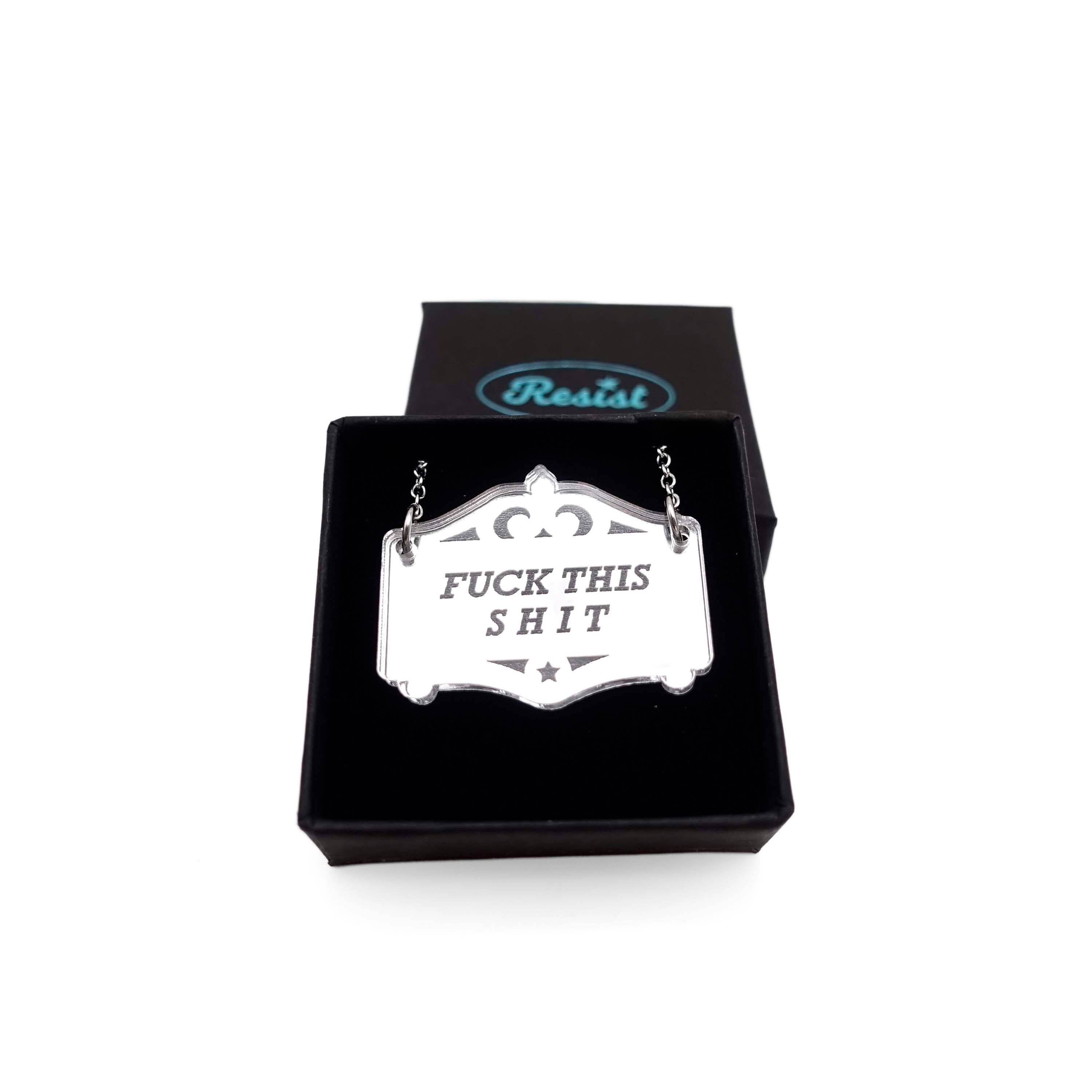 necklace in silver, shown in a small Wear and Resist gift box.