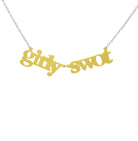 Girly Swot necklace in lemon drop shown hanging against a white background.