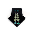 Lemonade frost  I am I am I am heart drop earrings shown in a Wear and Resist gift box.