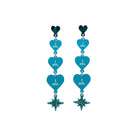 Teal frost I am I am I am heart drop earrings finished with a vintage teal glitter star.