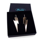 Large Lightning Bolt hoop earrings in bronze mirror, shown in a Wear and Resist gift box.