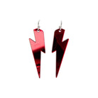 Large Lightning Bolt hoop earrings in ruby mirror shown against a white background.