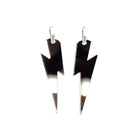Large Lightning Bolt hoop earrings in silver mirror, shown against a white background.