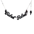 Rebel Rebel necklace in black glitter shown hanging against a white backround.