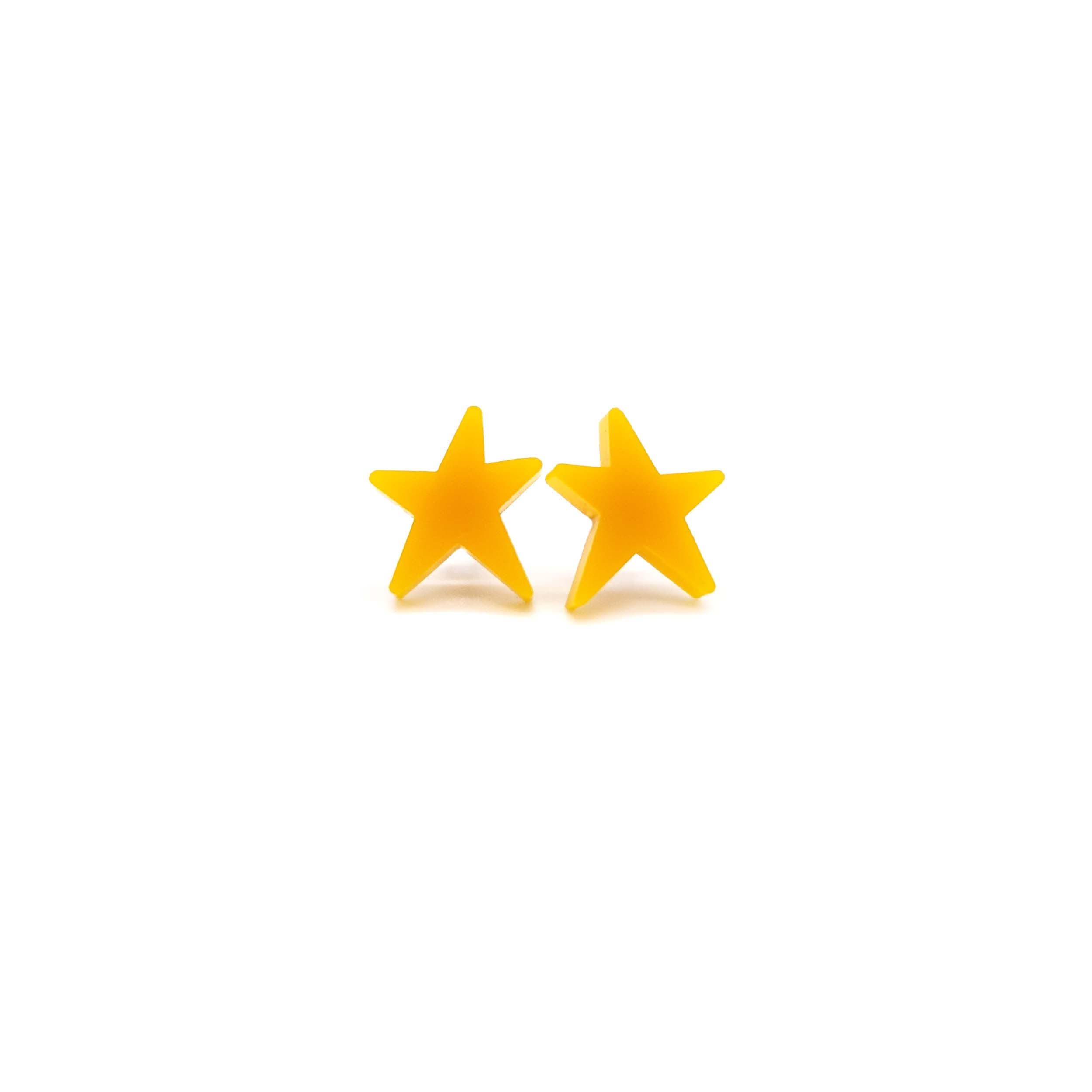 Funky Resist star earrings in sunflower yellow to match your Rejoin the EU necklace.