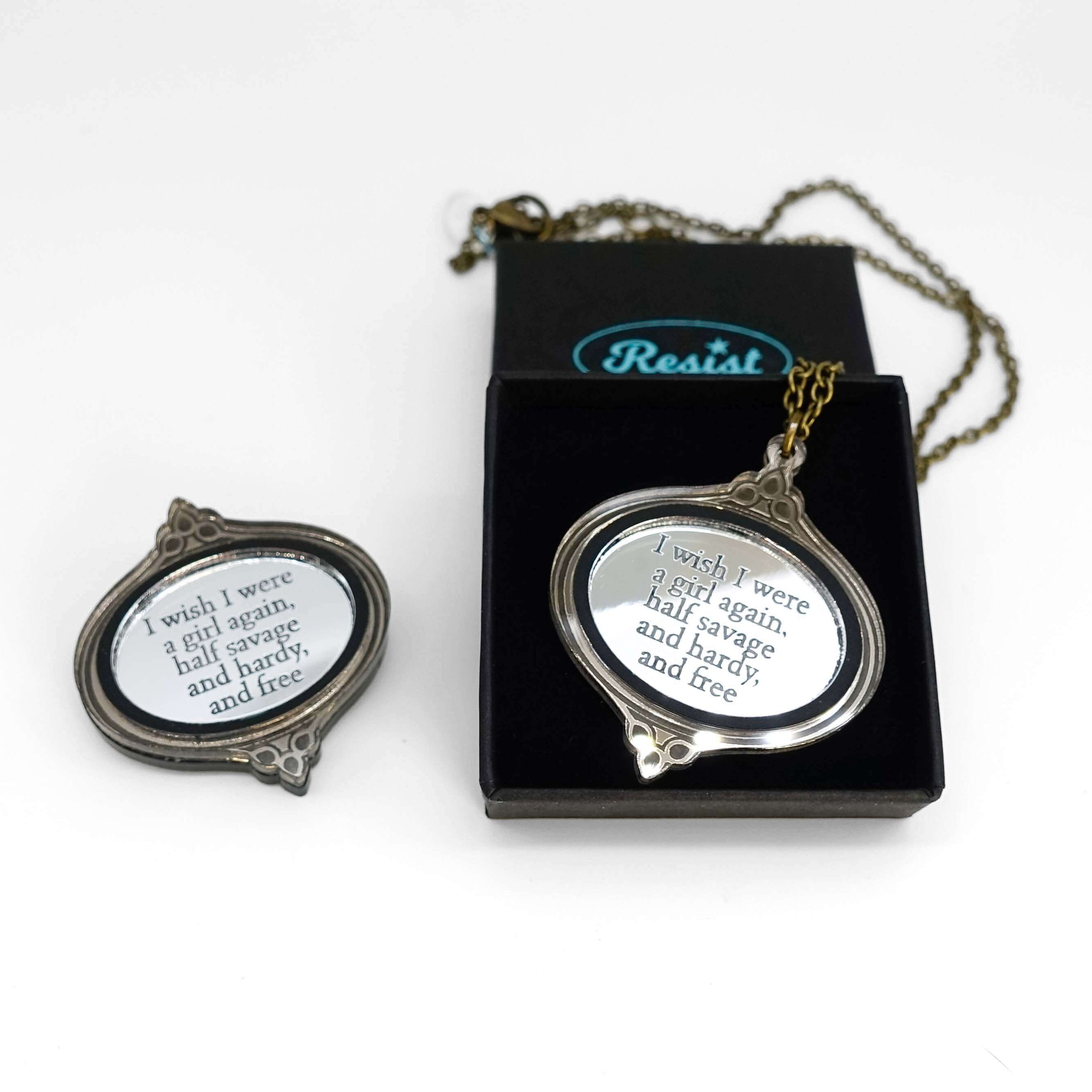 'I wish I were a girl again' Wuthering Heights necklace and brooch designs from the Bronte Collection.