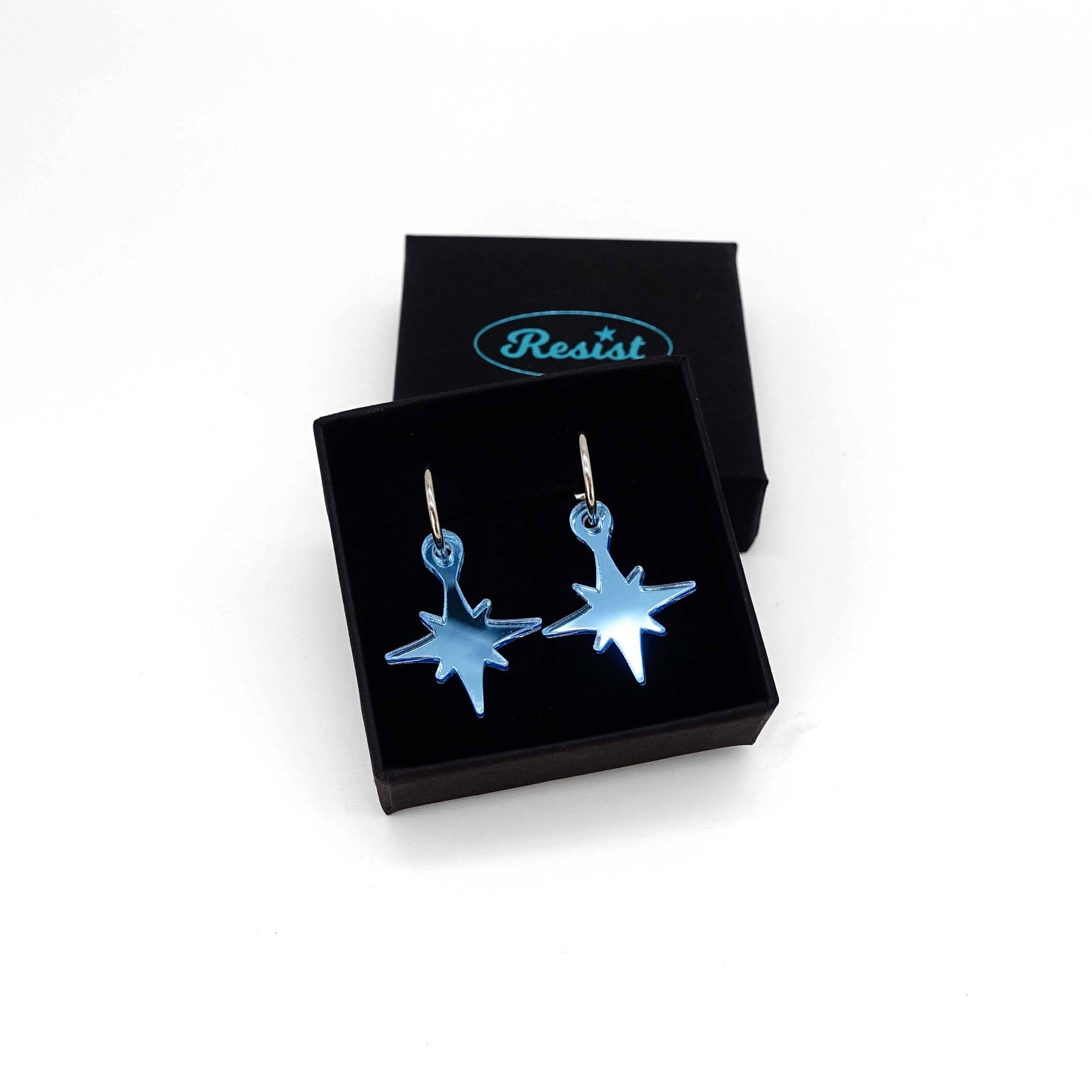 Vintage star earrings in sky blue from the Bronte Collection.
