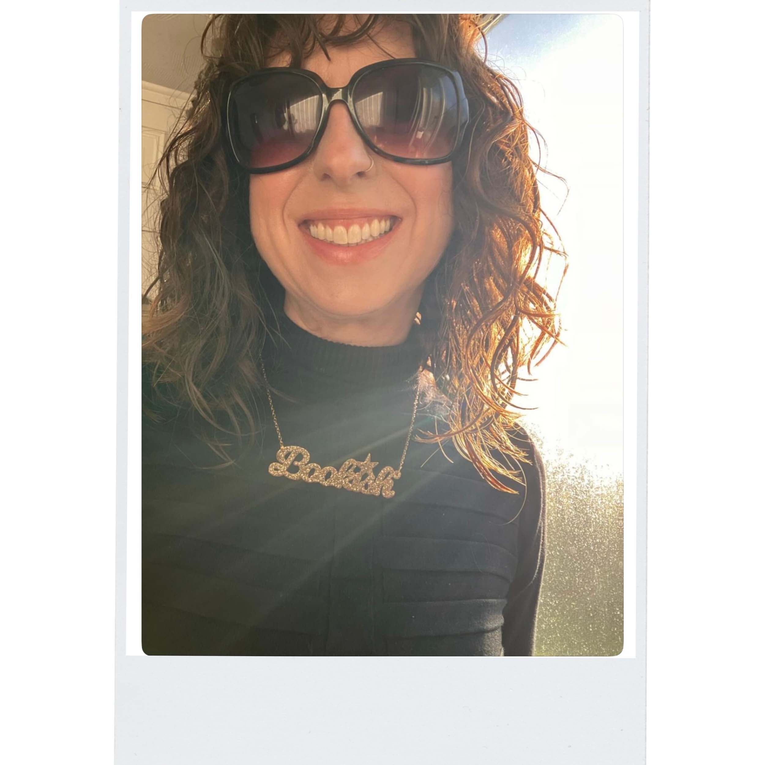 Bookish necklace in gold glitter, as worn by the Persisterhood!