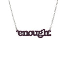 Cassis Enough necklace shown hanging on a silver chain against a white background.