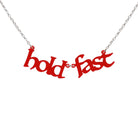 Chilli red frost Hold Fast necklace shown hanging against a white backround.