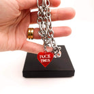 Stainless steel chunky chain charm necklace with a sweary charm. Choose any three to change when your mood swings.