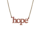 Hope necklace in pink fizz glitter, shown hanging against a white background.