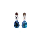 Large Belle Époque Jewel drop earrings in Cool Sky: sky blue, silver and bronze colours. Moulin Rouge here we come!