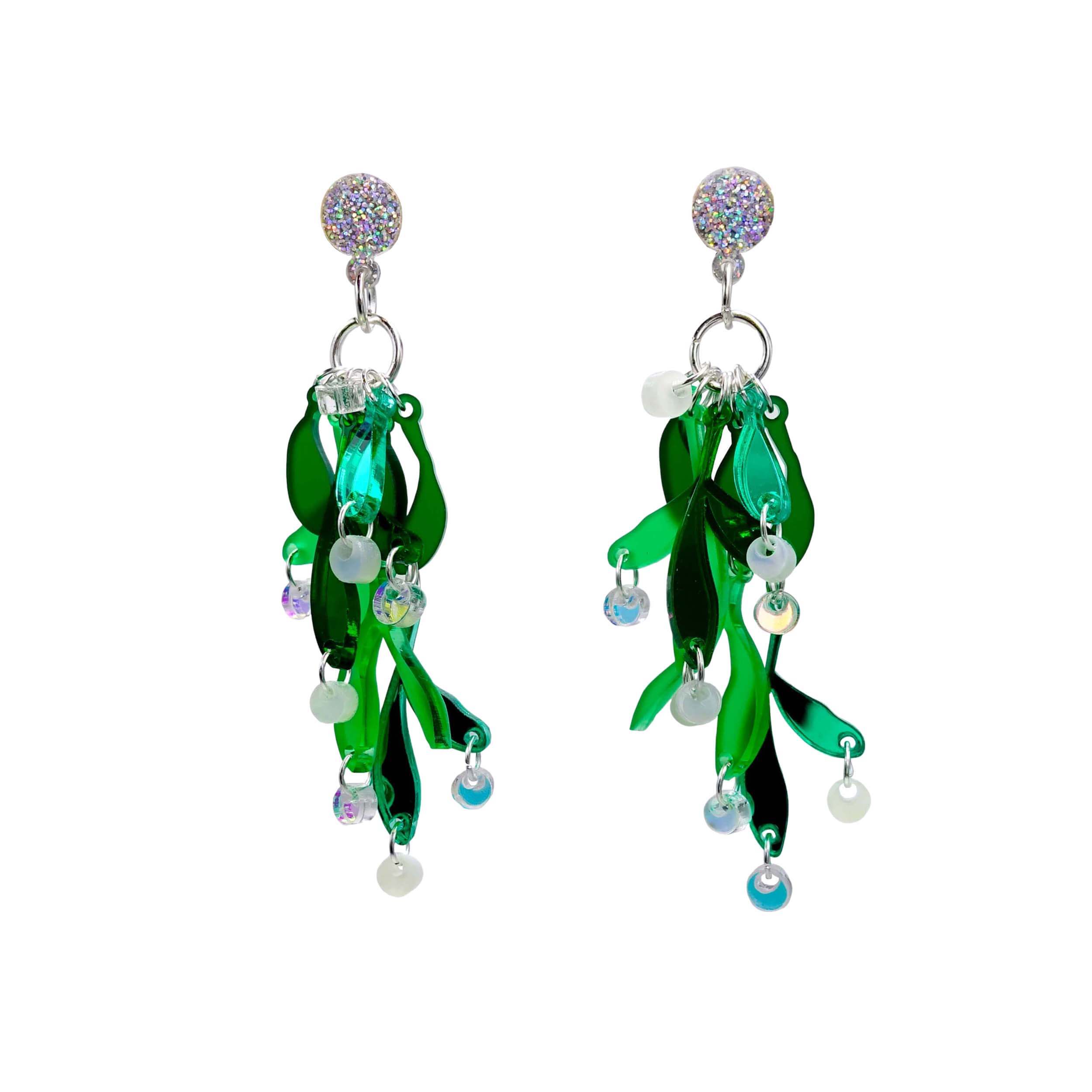Mistletoe earrings designed by Sarah Day for Wear and Resist.