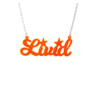 Livid necklace in fluoro orange, shown hanging on a white background.