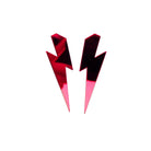 Large Lightning Bolt earrings in ruby mirror, shown against a white background.