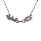 Woke AF necklace in silver glitter shown hanging against a white background.