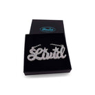 Livid necklace in silver glitter, shown in a Wear and Resist gift box.