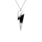 Silver mirror Lightning Bolt necklace shown hanging against a white background.
