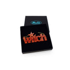 Flame glitter Witch necklace shown in a Wear and Resist gift box.