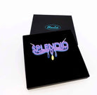 Parma violet and blue Splendid necklace, designed by Sarah Day, shown in a Wear and Resist gift box.