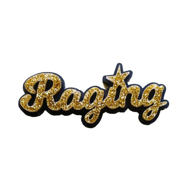 gold glitter raging brooch