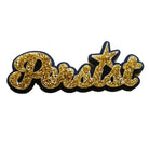 gold glitter script persist brooch
