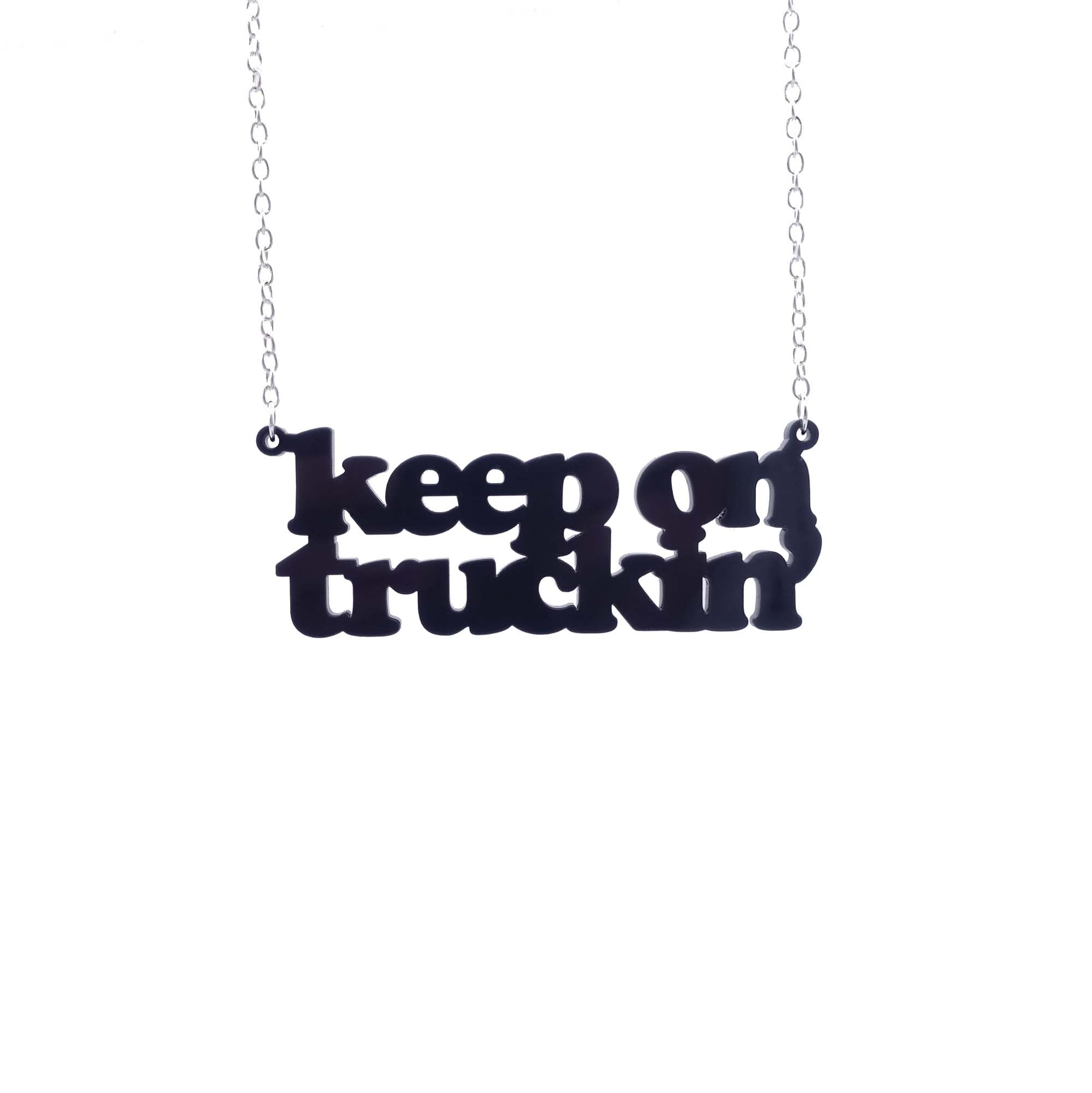Keep on Truckin' necklace in slate.