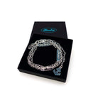 The Have a Word with Yourself design on a silver-plated paperclip chain, with the words 'courage' and 'hold fast' etched in glow-in-the-dark pigment and finished with an anchor charm. Shown in a Wear and Resist gift box.