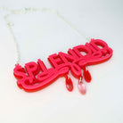 Hot pink and red Splendid neccklace shown close up.