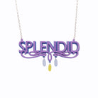 Parma violet Splendid necklace shown hanging against a white background. Designed by Sarah Day for Wear and Resist.