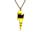 Yellow mirror Lightning Bolt necklace shown hanging against a white background.