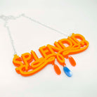 Splendid necklace in sunflower yellow and orange, shown on a white surface.