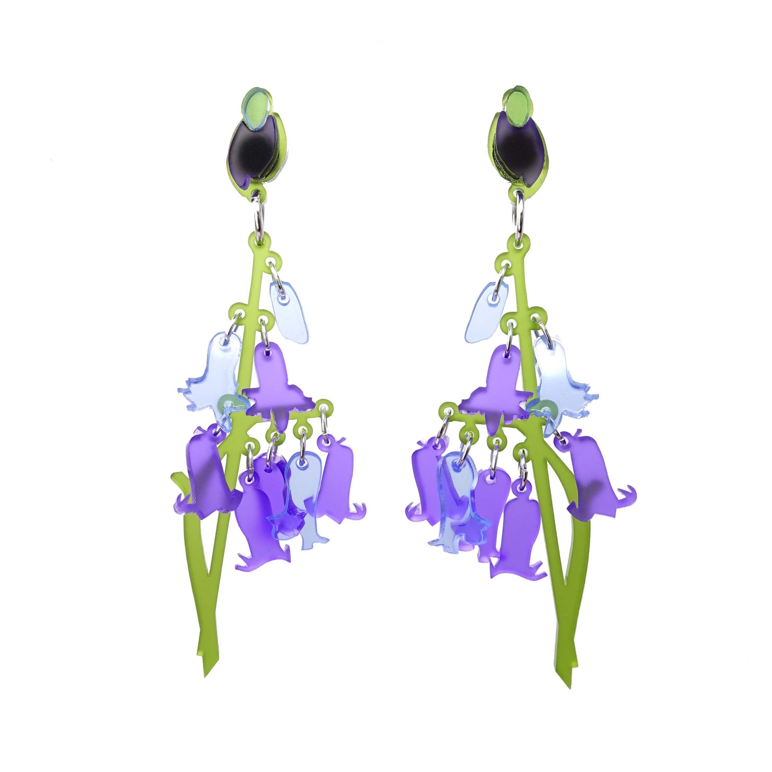 Bluebell earrings designed by Sarah Day for Wear and Resist.