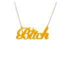B*tch necklace in sunflower yellow shown hanging against a white background. £2 goes to Bloody Good Period. 