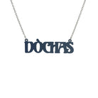 DÒCHAS Irish Gaelige hope necklace in slate, shown hanging on a stainless steel chain. 