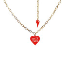 F*ck This punk necklace in chilli red with matching lightning bolt on a gold stainless steel chain. 