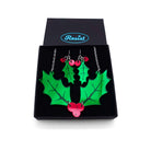 A set of the holly earrings and necklace in a Wear and Resist gift box. 